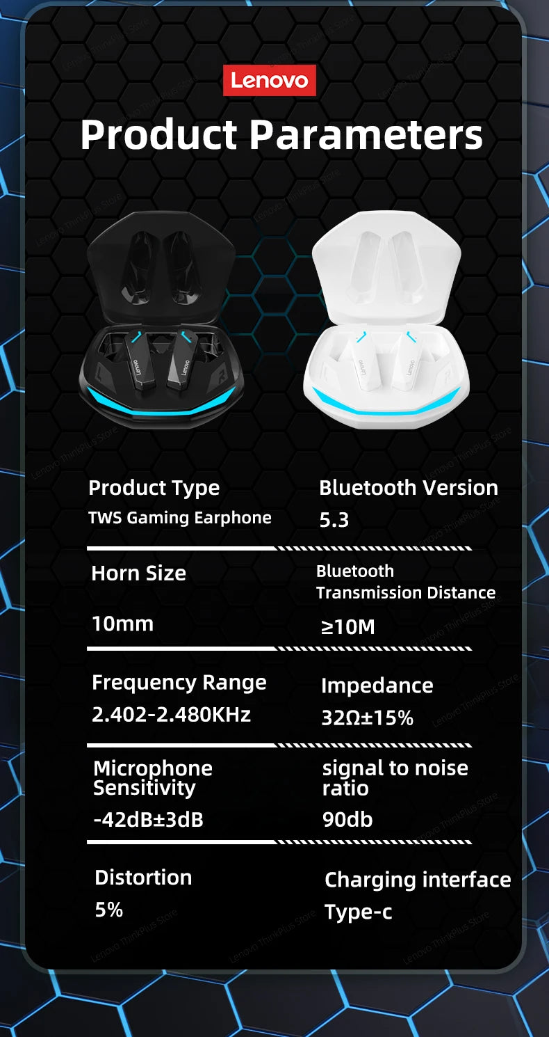 Fones De Ouvido Bluetooth com Microfone Lenovo-GM2 Pro