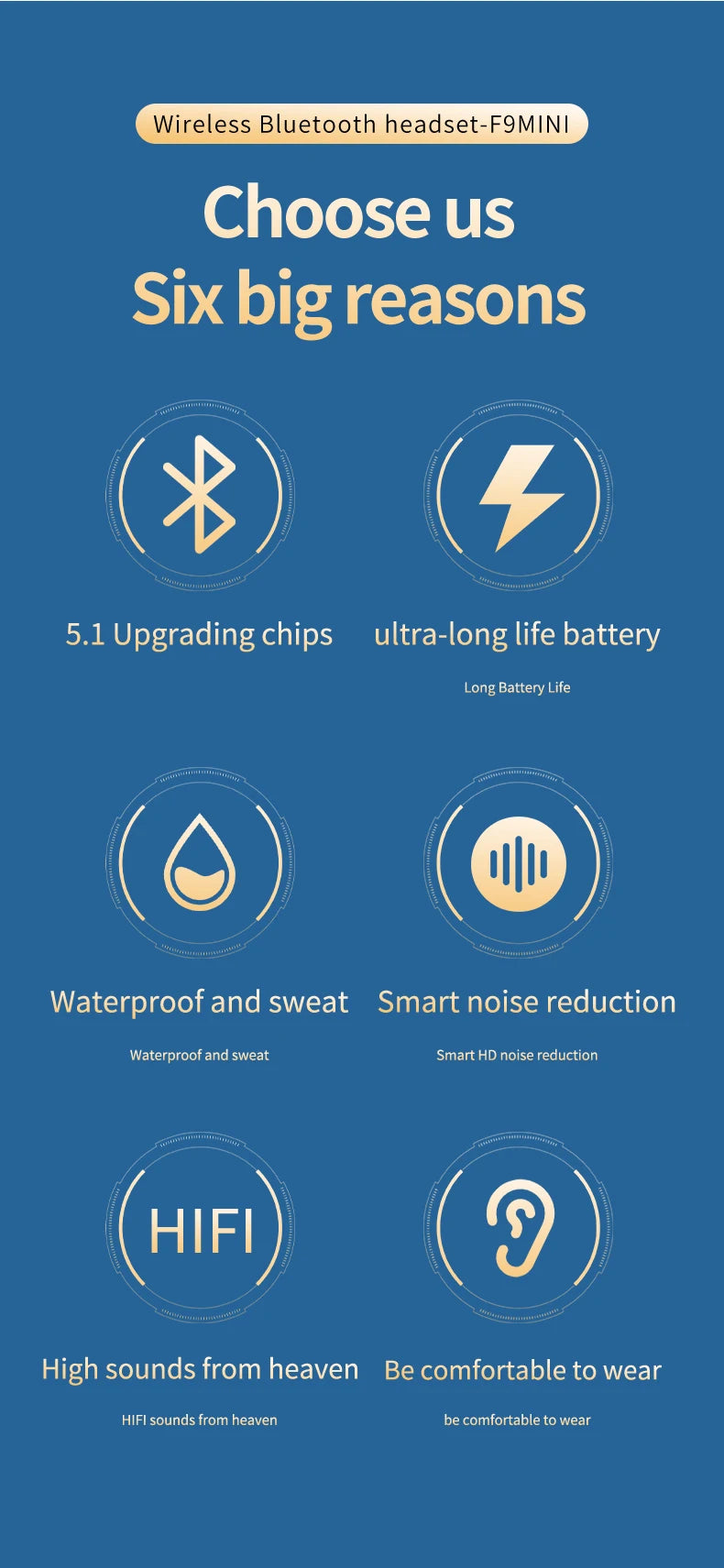 Fones de ouvido F9 TWS Bluetooth com display LED