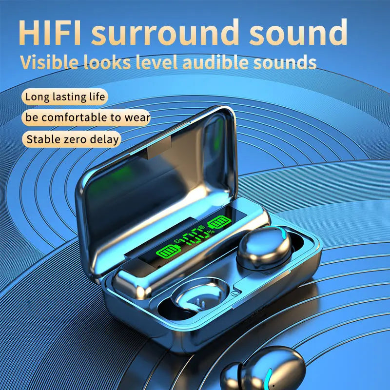 Fones de ouvido F9 TWS Bluetooth com display LED