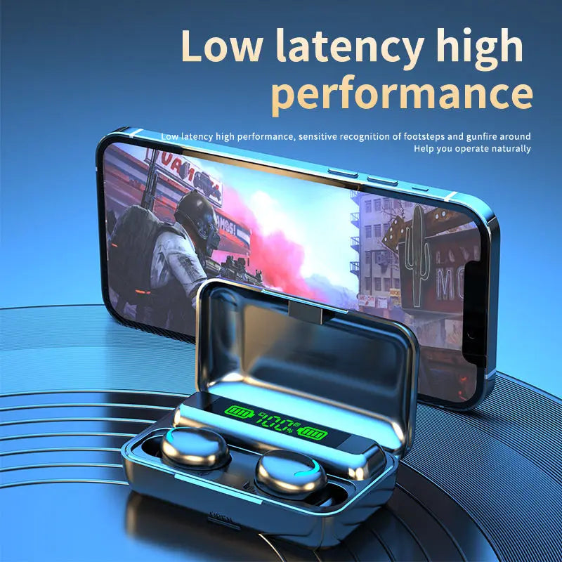 Fones de ouvido F9 TWS Bluetooth com display LED