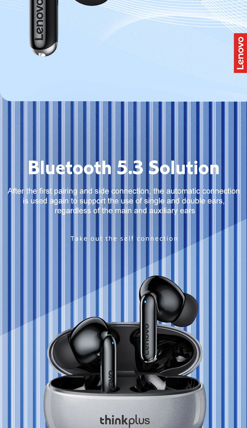 Fones de Ouvido Bluetooth 5.3 Lenovo-XT88 TWS com Microfone Duplo